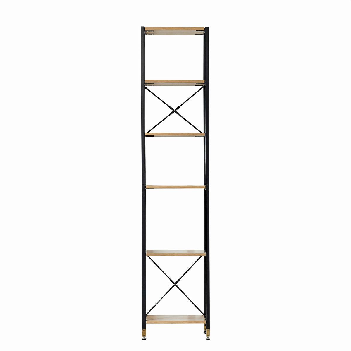 Leiterregal Naturfarben/Schwarz B: 45 cm - Schwarz/Naturfarben, Design, Holzwerkstoff/Metall (45/210/30cm) - Livetastic