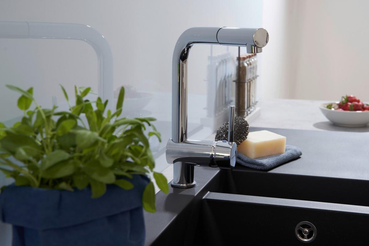 Spüle Respekta Denver Kunststein Bxt: 100x50 cm - Schwarz, Trend, Glas/Kunststoff (100/20/50cm) - Respekta