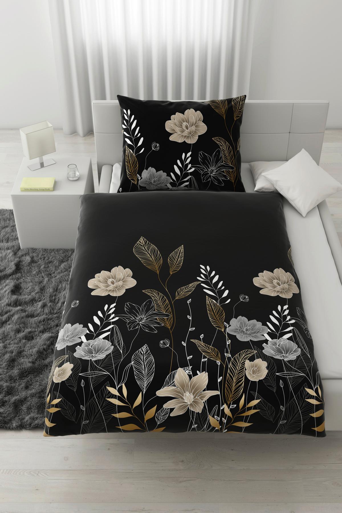 Posteľná bielizeň Nala, 70/90 140/200cm, sivá - antracitová, Romantik / Landhaus, textil (140/200cm) - Mömax