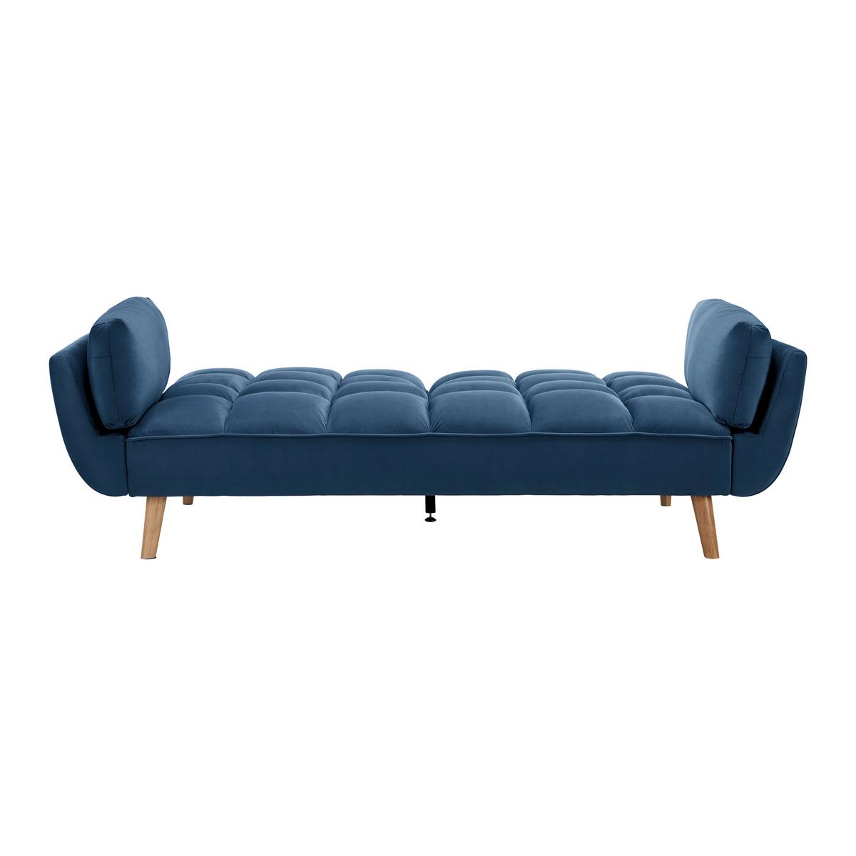 Rozkladacia pohovka CORA, modrý zamat, max. 360 kg - modrá/prírodná farba, Modern, drevo/textil (214/92/81cm) - Bessagi Home