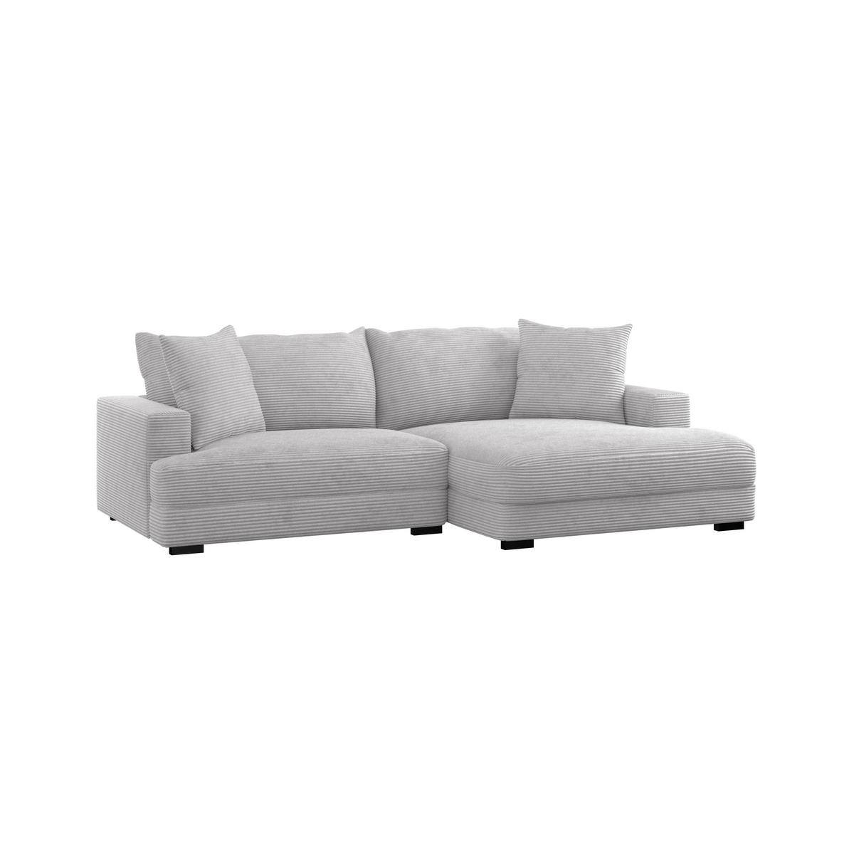Ecksofa Pelle m. Kissen taupe Cord 265x180cm - Taupe/Schwarz, MODERN, Textil (265/180cm)
