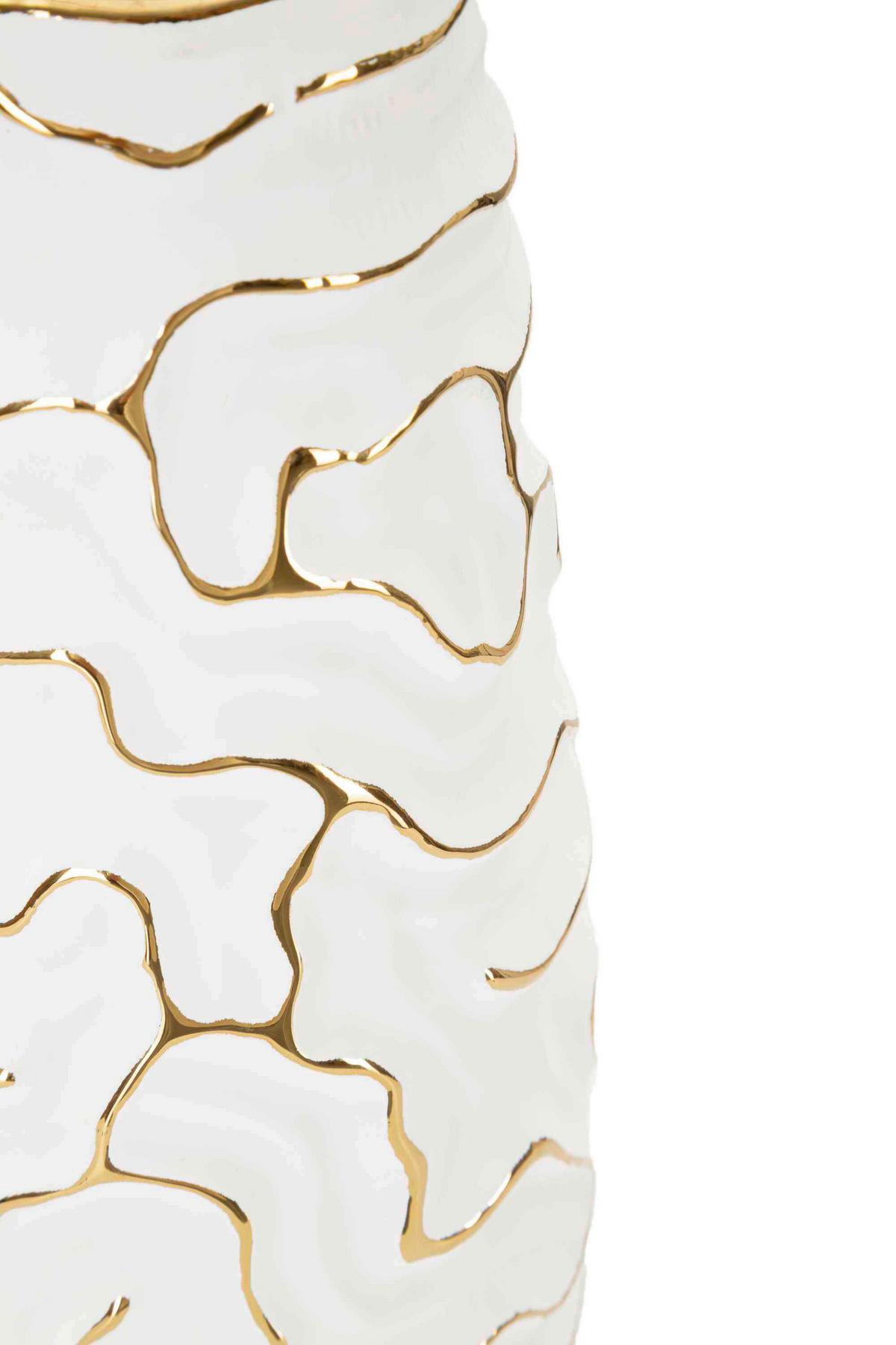 Vase Lia Weiß, Goldfarben B: 12 Cm - Goldfarben/Weiß, Basics, Keramik (12/29.5/12cm)