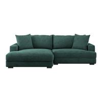 Ecksofa Pelle mit Kissen Dunkelgrün Cord 180x265 cm - Dunkelgrün/Schwarz, MODERN, Textil (180/265cm)