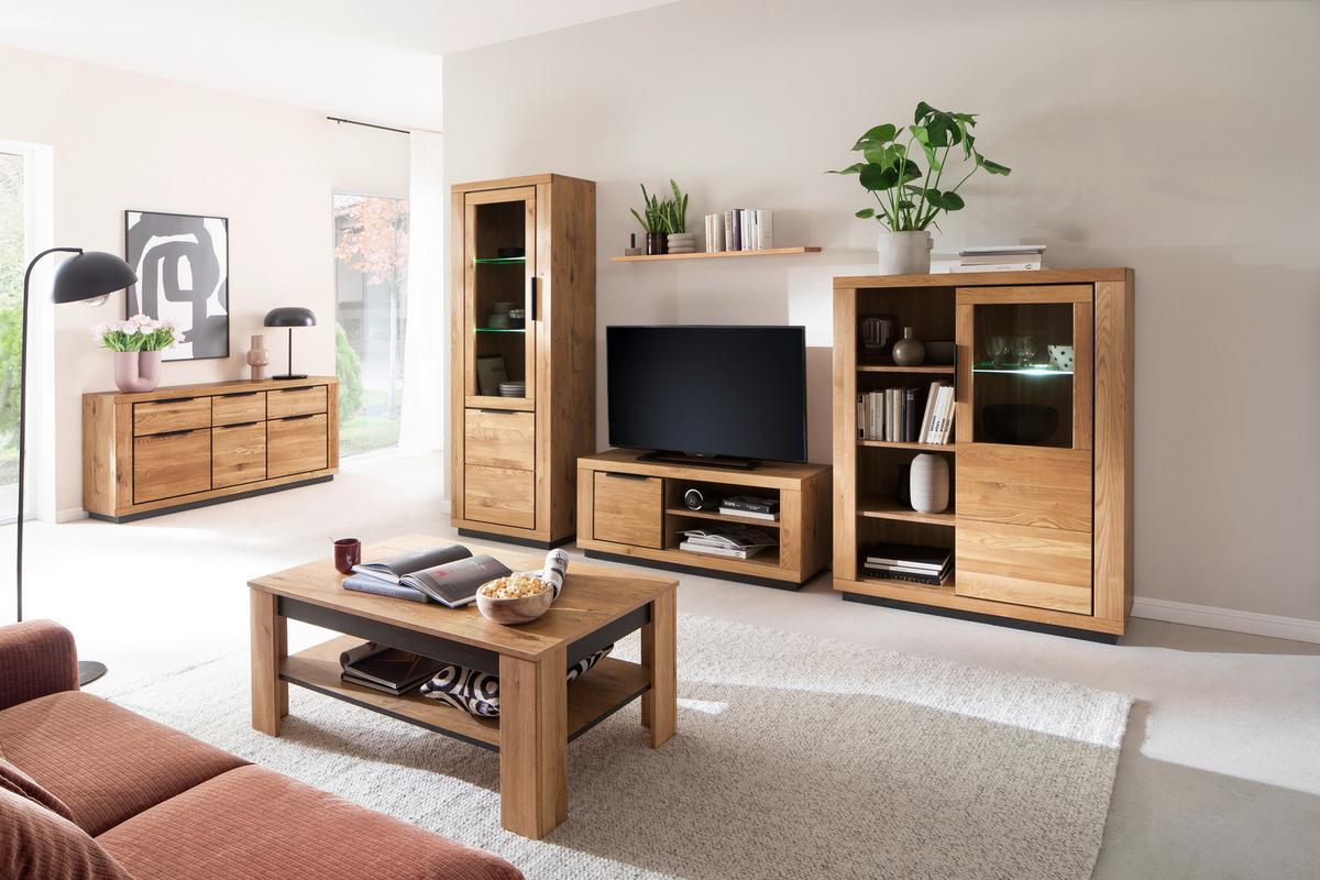 Couchtisch Greno Wildeiche/schwarz B: 65 Cm - Wildeiche/Schwarz, Design, Holzwerkstoff (115/65/46cm) - MID.YOU