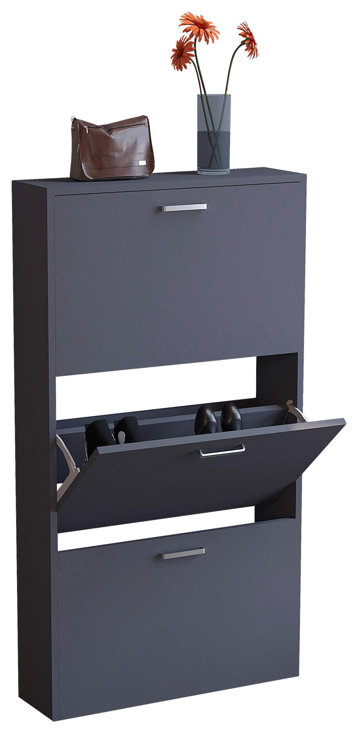 Schuhschrank Sulos Anthrazit B: 59 cm - Anthrazit, Design, Holzwerkstoff (59/108/17cm) - MID.YOU