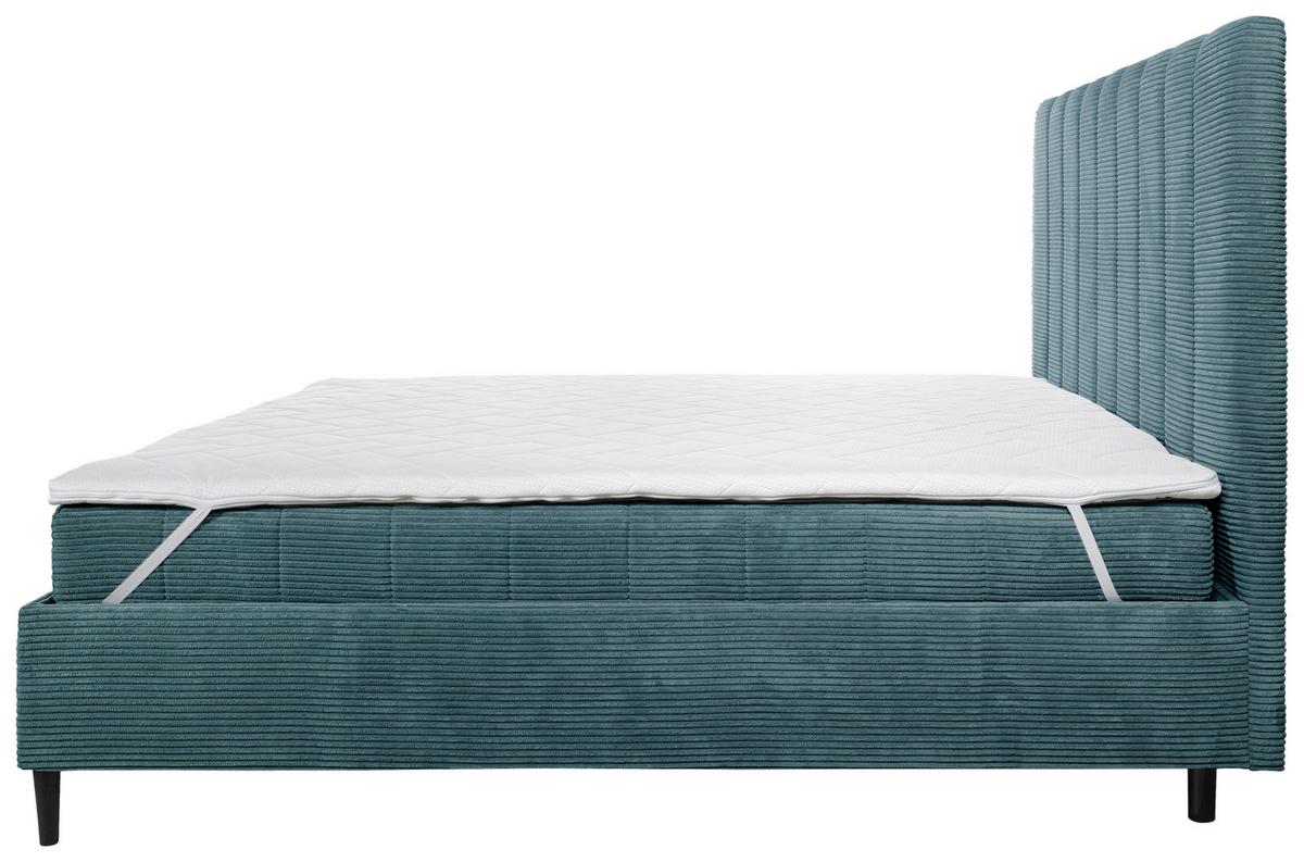 Polsterbett mit Lattenrost Mia Hellblau 180x200 cm - Creme/Schwarz, LIFESTYLE, Holz/Holzwerkstoff (180/200cm) - Livetastic