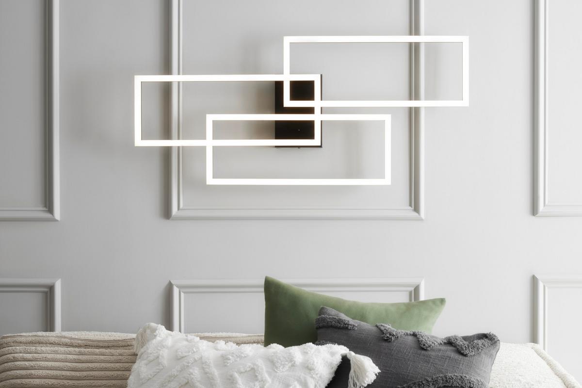 LED stropné svietidlo Bekka, max. 58 Watt - čierna/opálová, Modern, kov/plast (90/40/8cm) - Premium Living