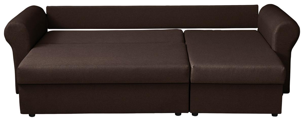 Ecksofa Sara - Dunkelbraun/Schwarz, Design, Textil (248/143cm) - P & B