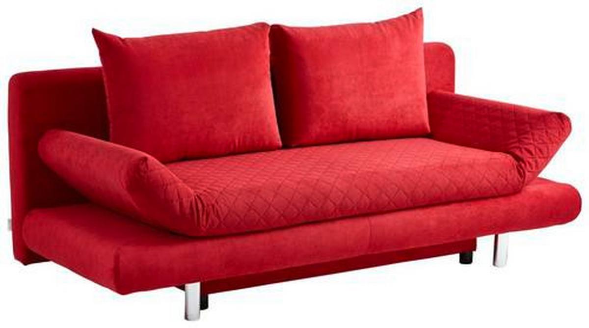2-sitzer-sofa Mit Schlaffunktion Sorini B:194cm - Chromfarben/Rot, Design, Textil (194/73/91cm) - MID.YOU