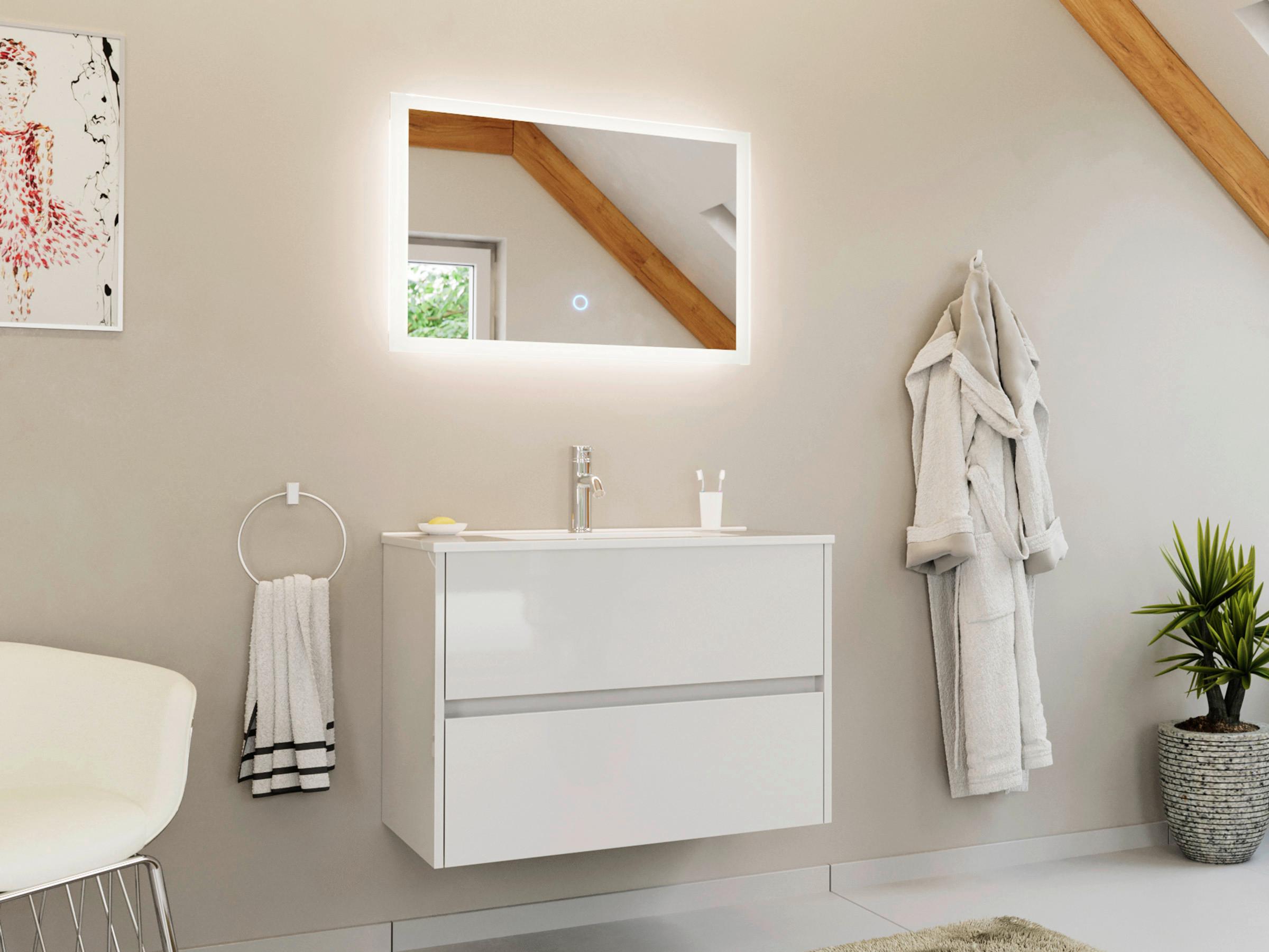 BADEZIMMER Limes, weiß HG B: 80 cm - Weiß Hochglanz/Weiß, Basics, Keramik/Holzwerkstoff (80cm) - MID.YOU