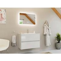 BADEZIMMER Limes, weiß HG B: 80 cm - Weiß Hochglanz/Weiß, Basics, Keramik/Holzwerkstoff (80cm) - MID.YOU