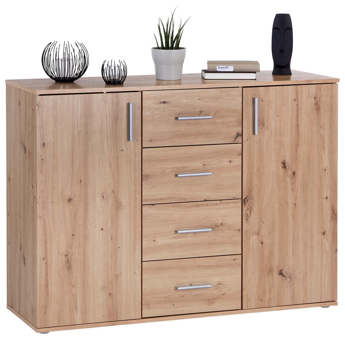 Kommode Mit Schubladen 132 Cm Ina 03 Eiche - Eiche Artisan, MODERN, Holzwerkstoff (132/94,8/38,3cm)