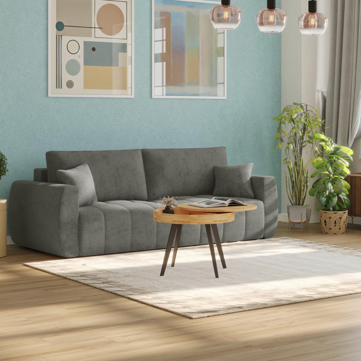 Schlafsofa Bali - Anthrazit/Schwarz, MODERN, Holz/Textil (245/74-90/104cm) - Luca Bessoni