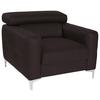 Polstersessel Sammy Dunkelbraun Leder - Chromfarben/Dunkelbraun, Design, Leder (99/78-92/106cm) - Livetastic