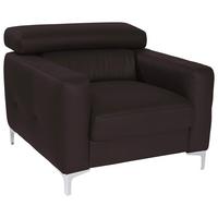 Polstersessel Sammy Dunkelbraun Leder - Chromfarben/Dunkelbraun, Design, Leder (99/78-92/106cm) - Livetastic
