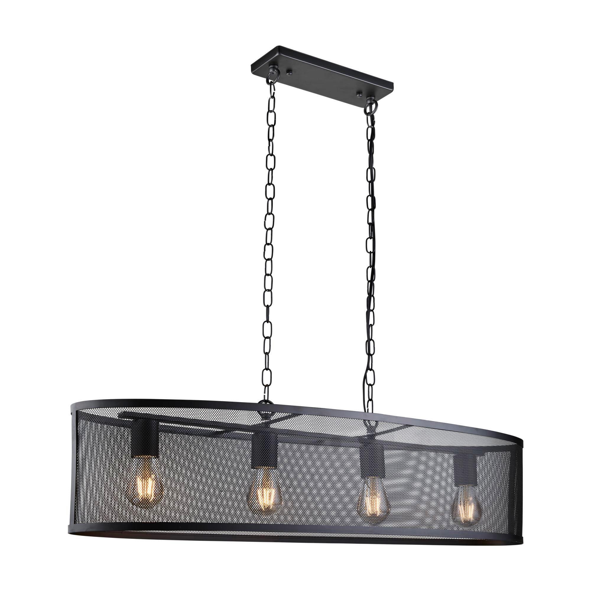 Hängeleuchte Fishnet H: 150 cm 4-Flammig, höhenverstellbar - Schwarz, LIFESTYLE, Metall (91/30/150cm)