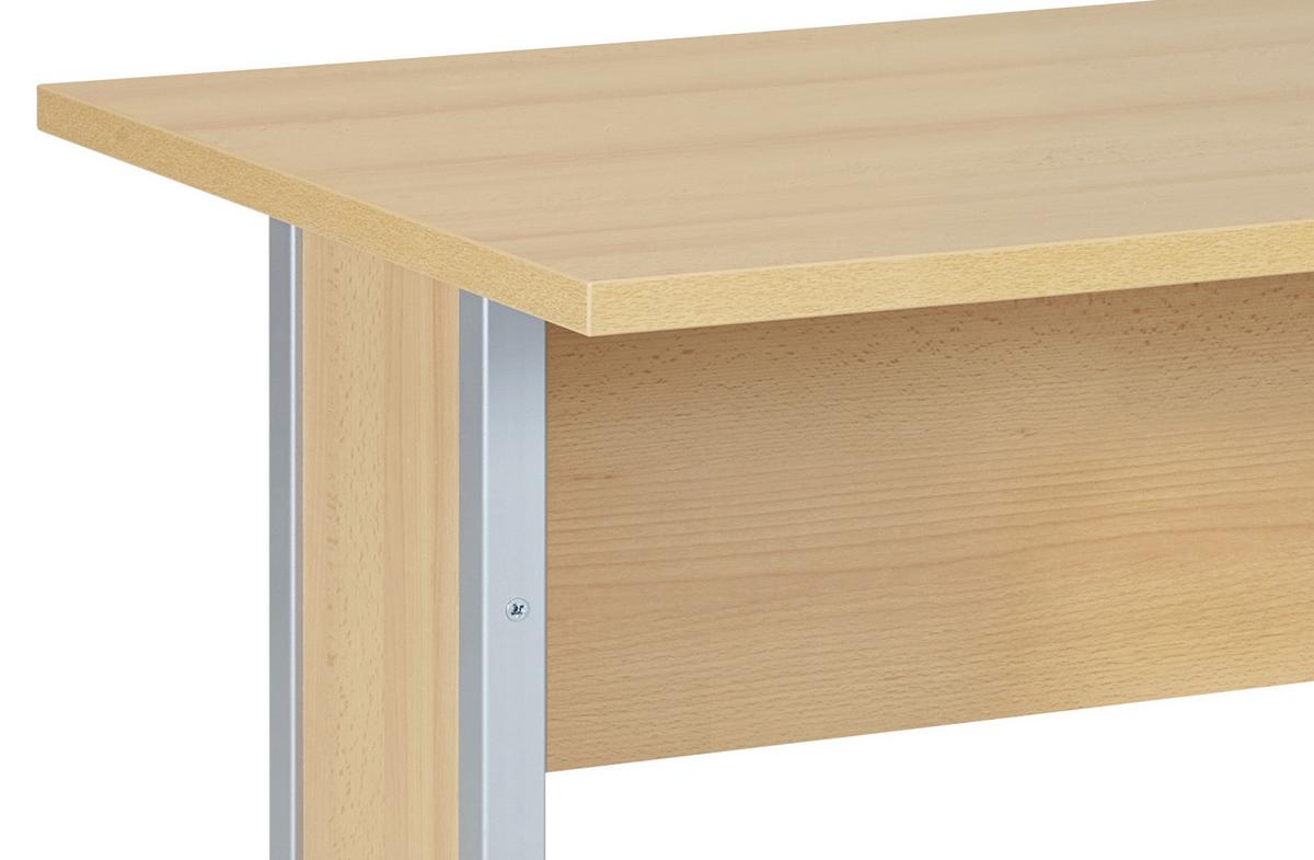 Schreibtisch B 90cm H 72,2cm Serie 4000, Buche Dekor - Silberfarben/Buchefarben, Basics, Holzwerkstoff/Metall (90/65/72,2cm) - MID.YOU