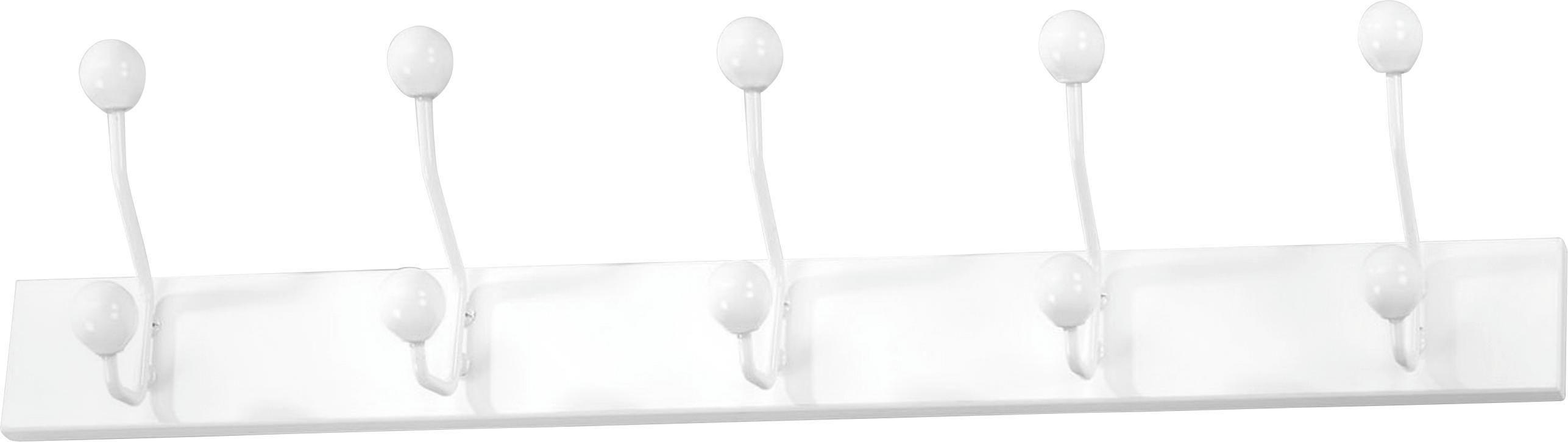 LIŠTA S HÁČIKMI GREVE - biela, Modern, kov/kompozitné drevo (65/13/7cm)