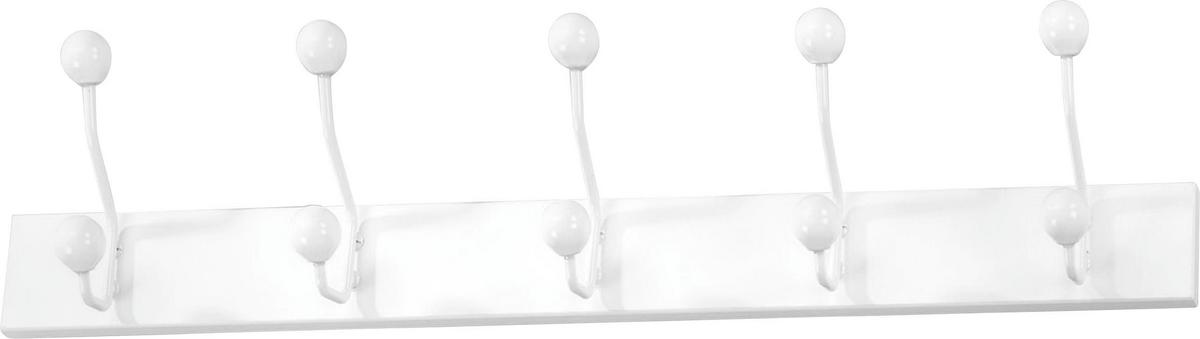 LIŠTA S HÁČKY GREVE - bílá, Moderní, kov/kompozitní dřevo (65/13/7cm)
