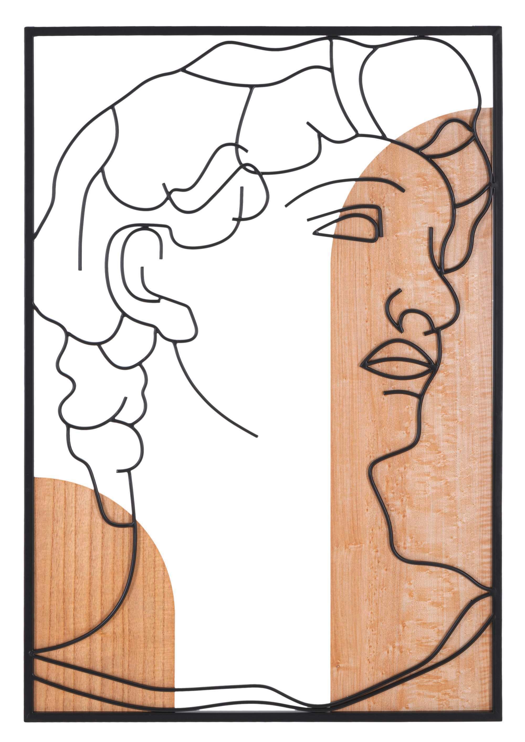 Wanddeko David B Naturfarbe/schwarz/weiß B:55cm - Basics, Holzwerkstoff (55/80/2cm)
