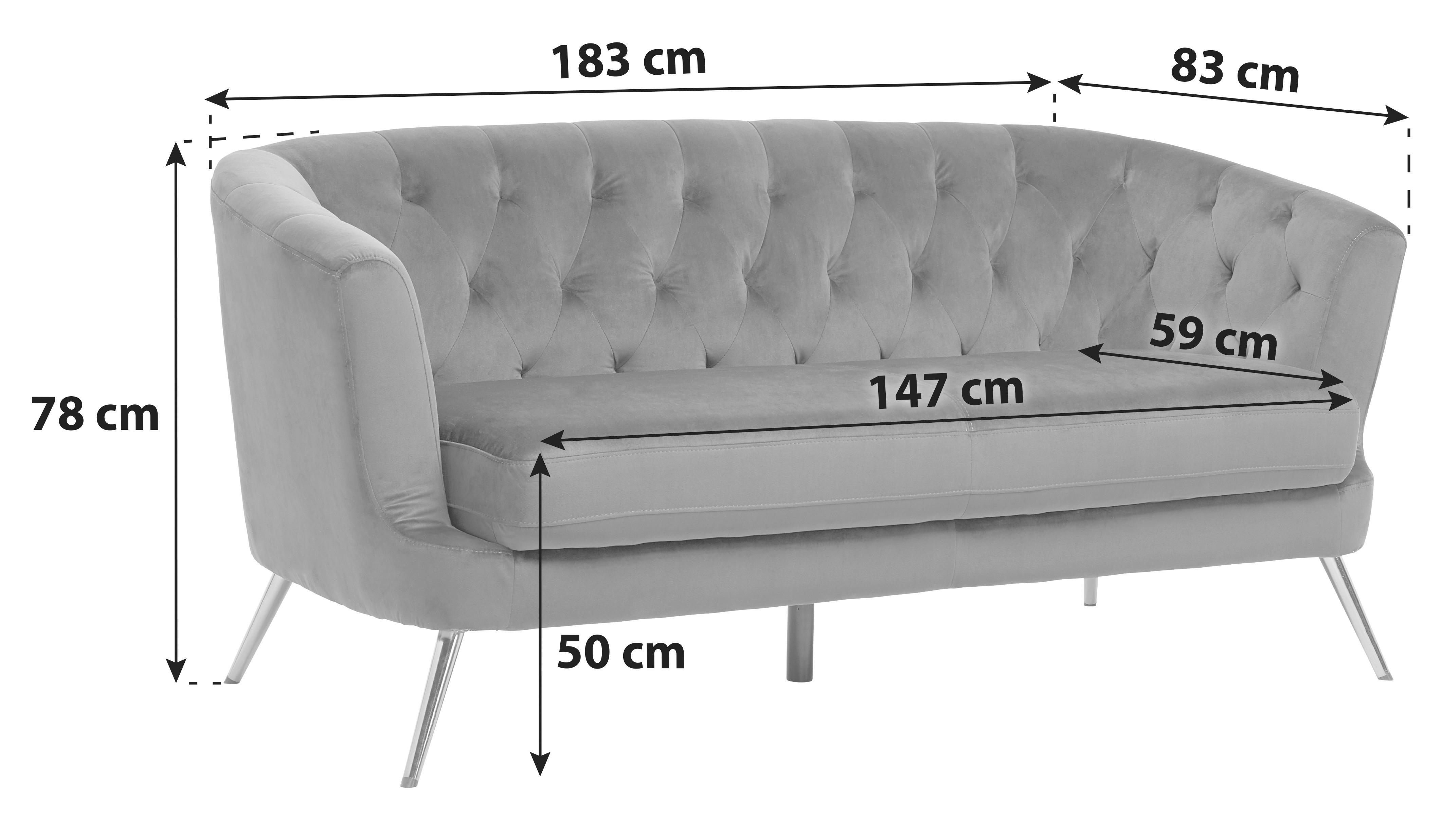 Háromüléses Kanapé Lita - szürke, Modern, textil/fém (183/78/83cm) - Ti'me