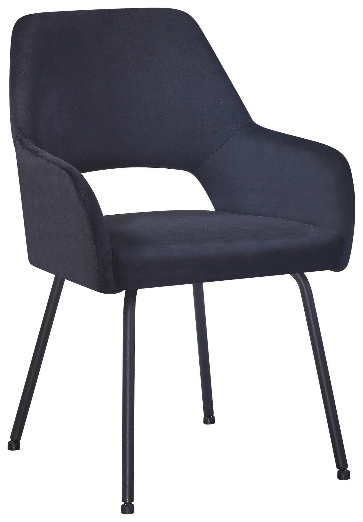 Armlehnstuhl Jonny Cord Schwarz, B: 58 cm - Schwarz, KONVENTIONELL, Textil/Metall (58/86/59cm)