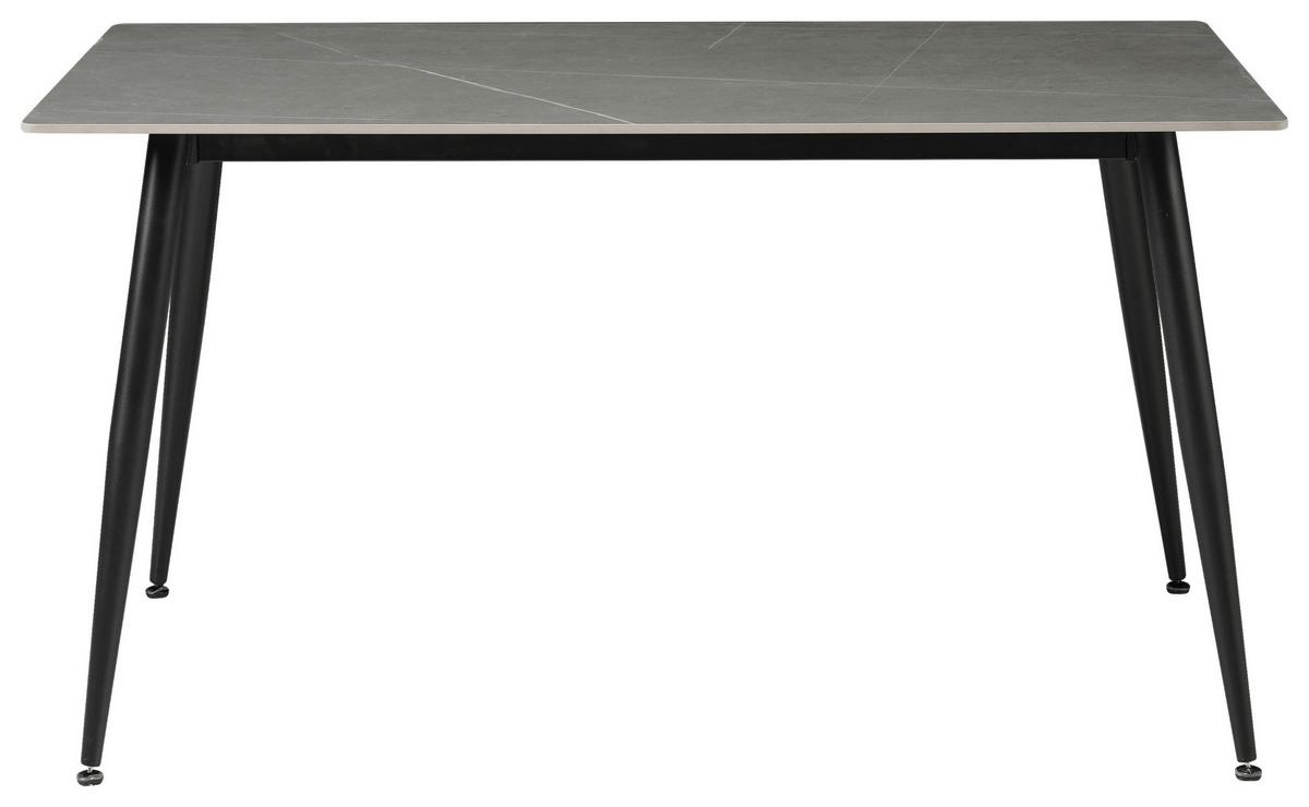 Esstisch Jules - Hellgrau/Schwarz, MODERN, Keramik/Metall (140/80/76cm) - MID.YOU