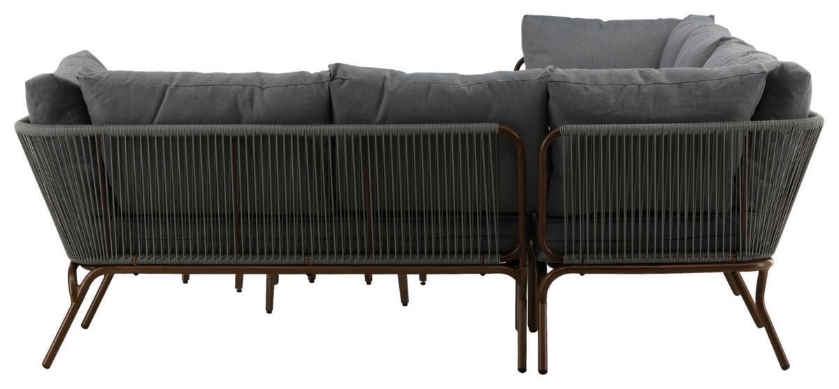 Loungegarnitur 4-Tlg Roxo Metall/Textil mit Kissen - Braun/Grau, KONVENTIONELL, Textil/Metall - Gardenson