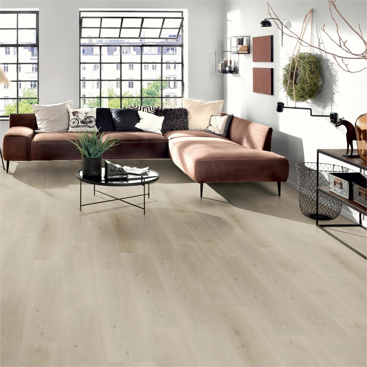 Designboden Eichefarben/Grau /Hellbraun Landhausdiele Stärke 4,8mm - Hellbraun/Eichefarben, Basics, Kunststoff (122/23/0.48cm)