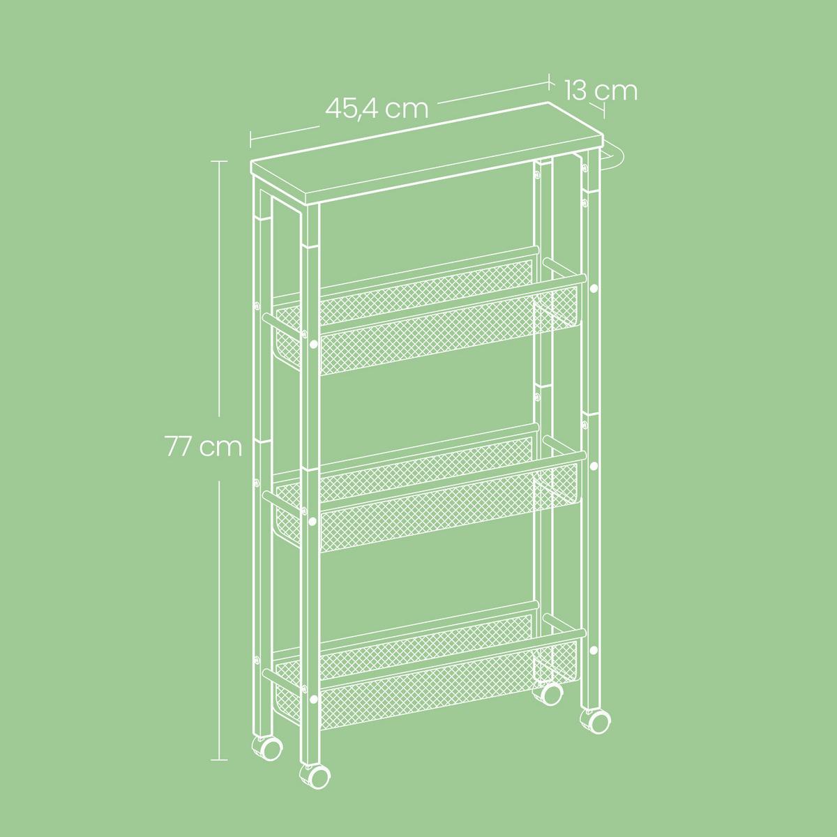 Servierwagen Rolling Cart - Schwarz/Braun, MODERN, Holzwerkstoff/Metall (45,4/13/77cm) - MID.YOU