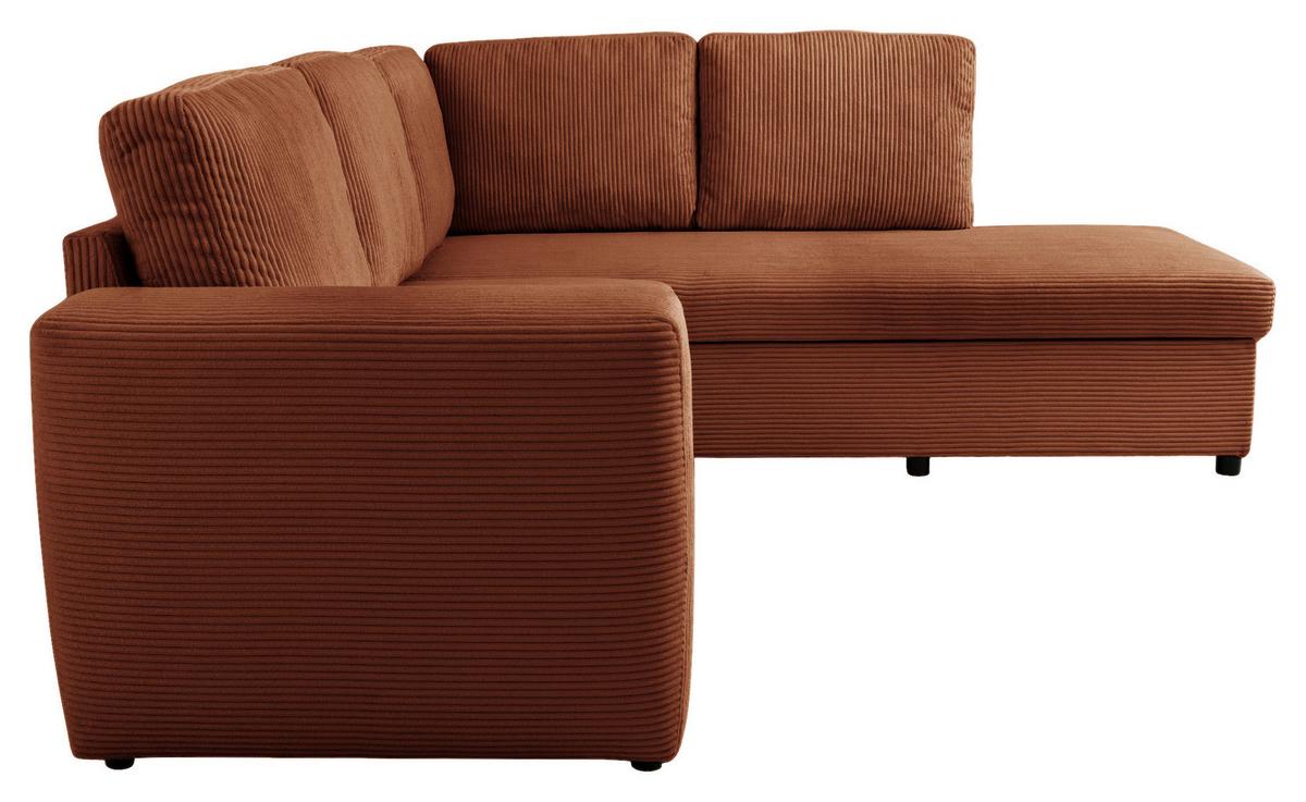 Ecksofa mit Schlaffunktion Toulouse terracotta, 224x206cm - Terracotta/Schwarz, Trend, Holz/Holzwerkstoff (224/206cm)