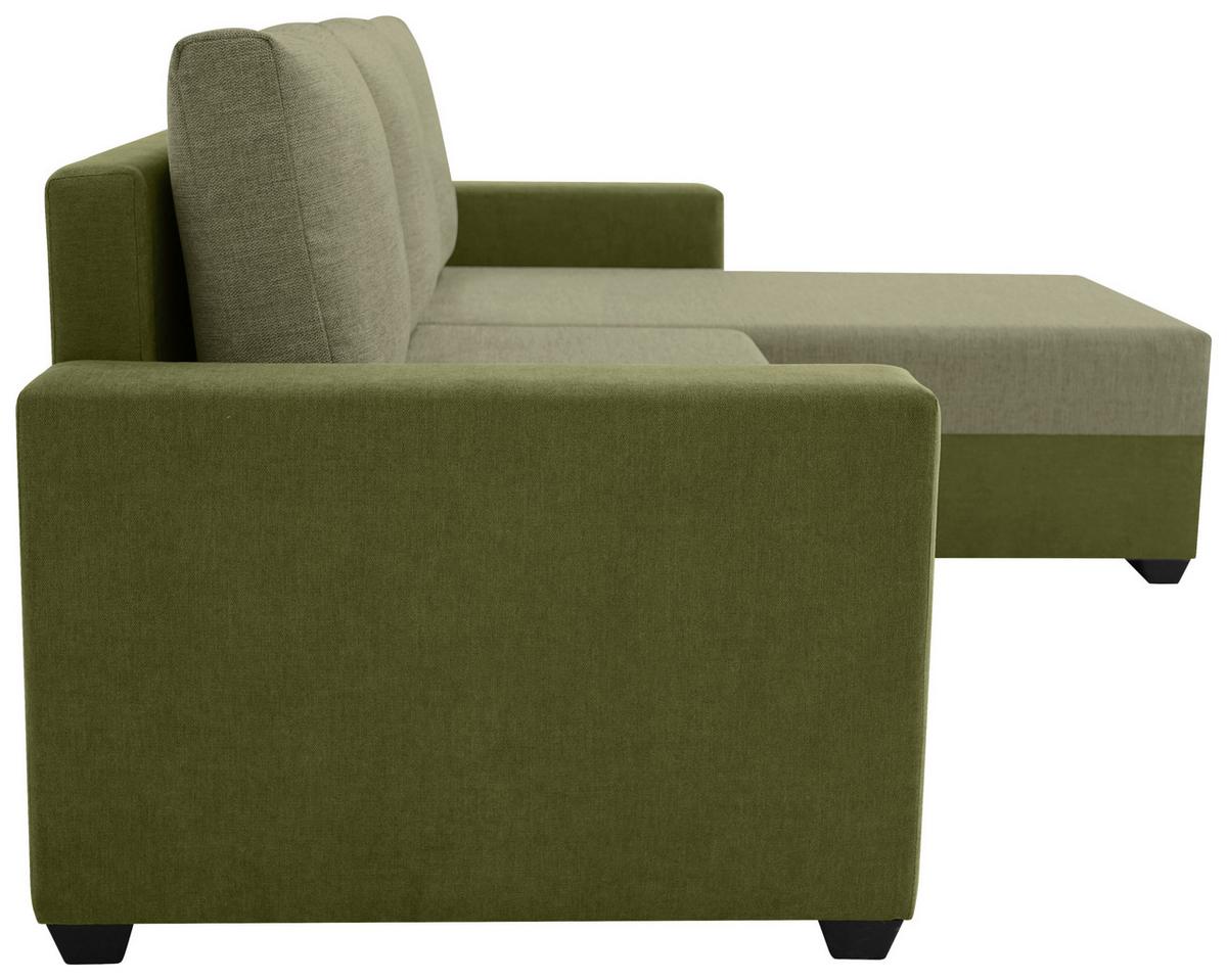 Ecksofa Asna, Olivgrün S: 252x155 cm - Schwarz/Olivgrün, Design, Textil (252/155cm) - Livetastic