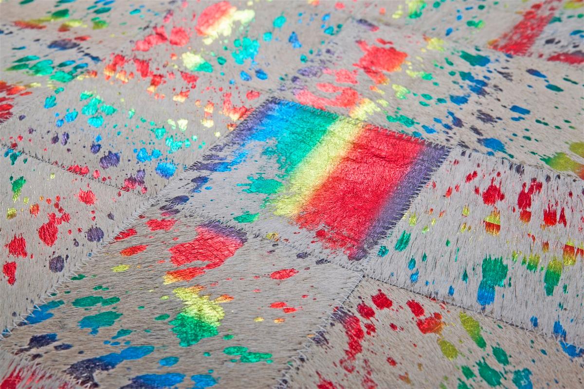 Flachwebteppich Multicolor, Beige, 120x170 cm - Beige/Multicolor, Design, Leder (120/170cm) - Kayoom