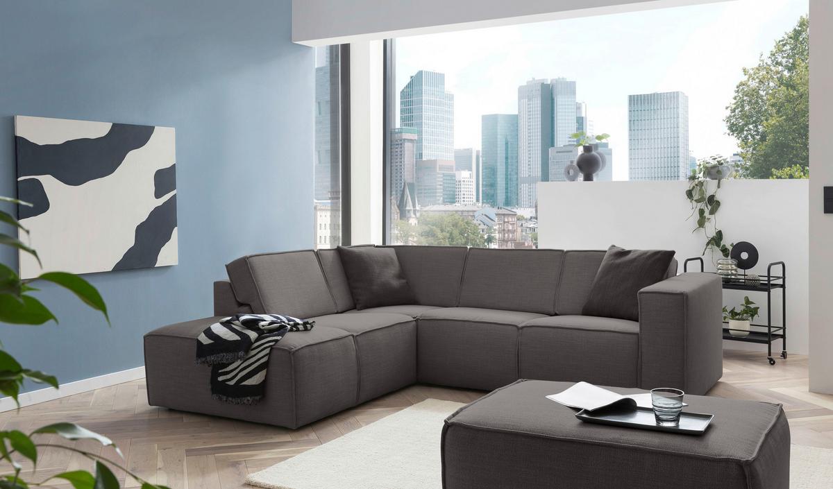 Ecksofa Dice Dunkelgrau 220x275 cm - Dunkelgrau/Schwarz, MODERN, Textil (220/275cm) - Trendmanufaktur