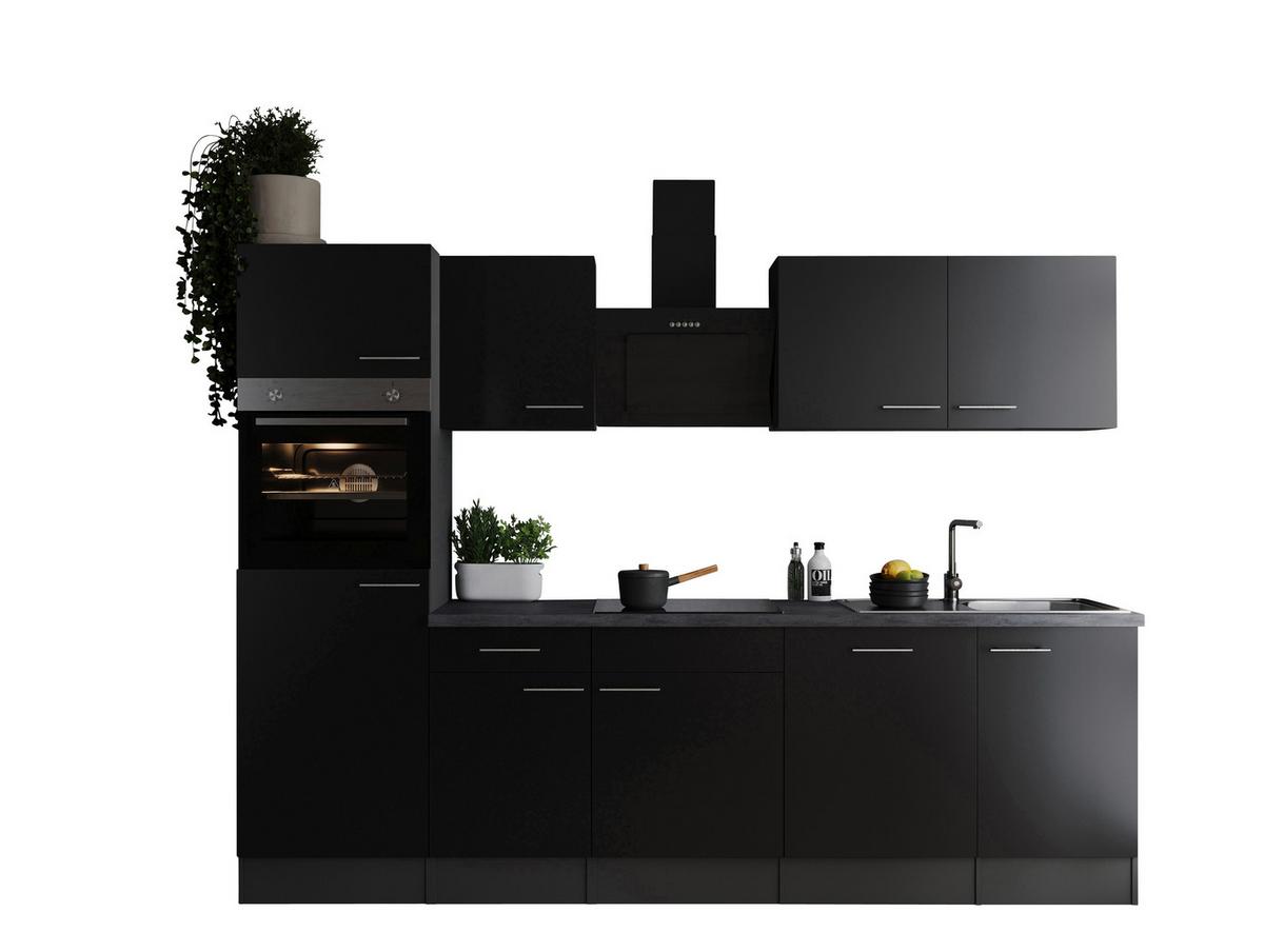 Küchenblock Oliver Grau, Schwarz B: 280 Cm - Schwarz/Grau, Design, Holzwerkstoff (280cm) - Respekta