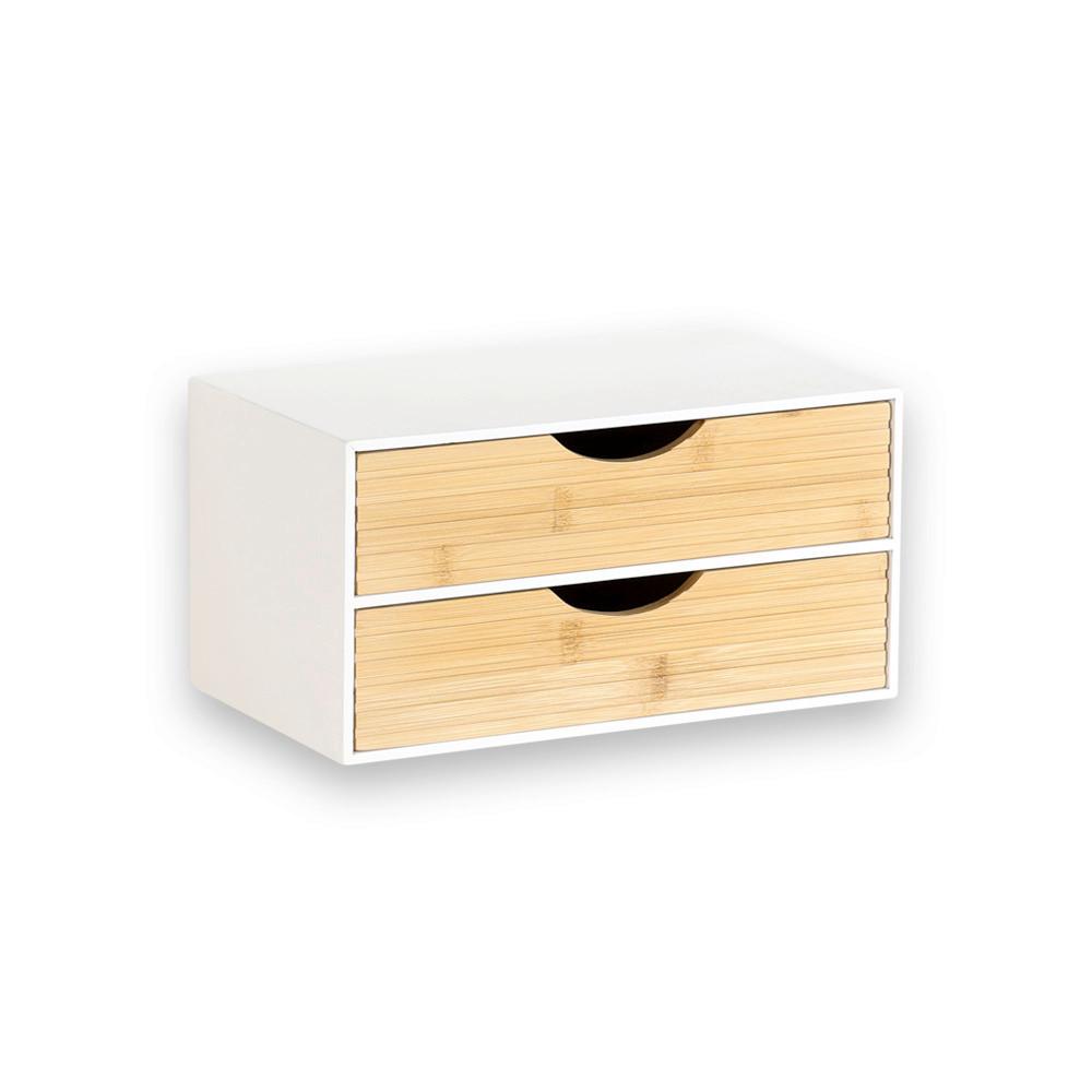 TISCHORGANIZER Bambus, standfest - Naturfarben/Weiß, Basics, Holz/Holzwerkstoff (27/16/14cm) - Kesper