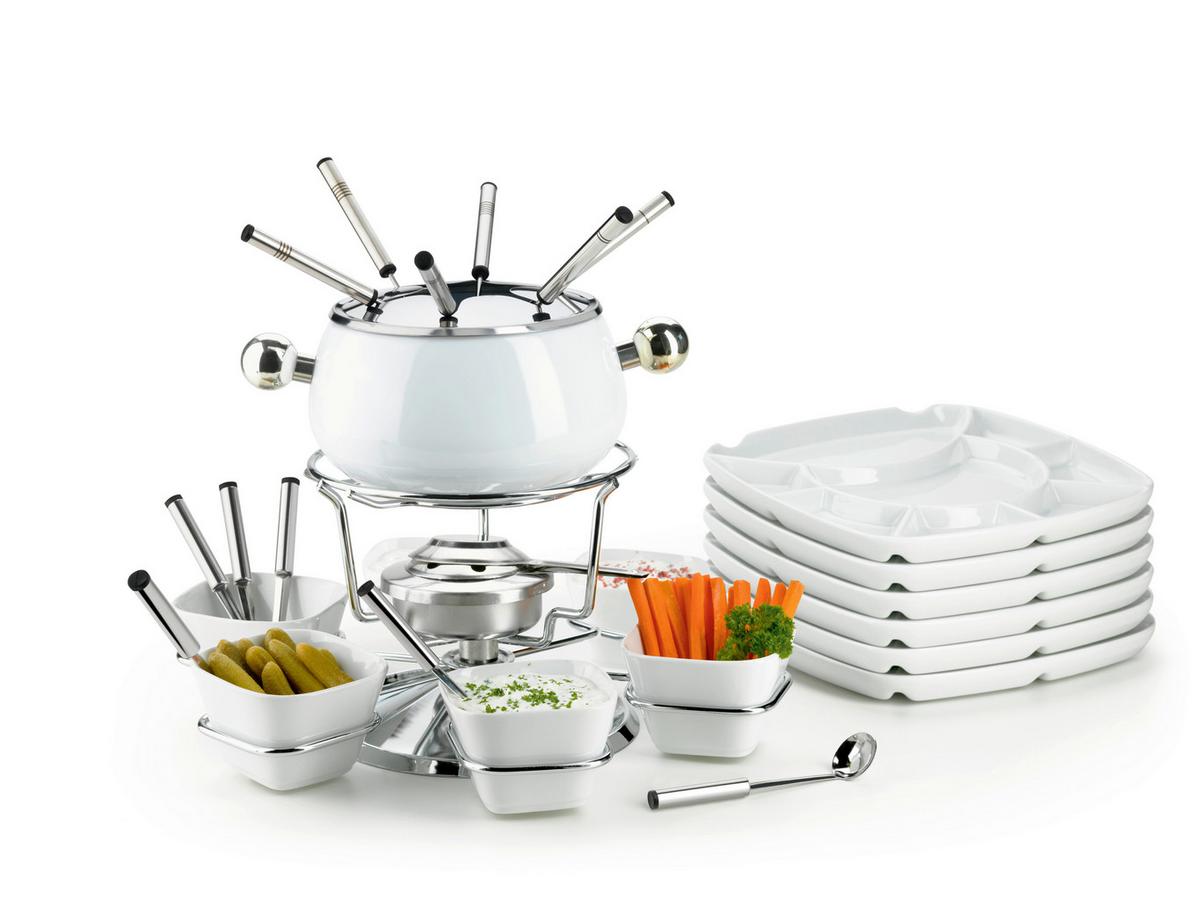 Fondueset 931228 - Weiß, Basics, Keramik/Metall (35,5/28/34,5cm) - Mäser