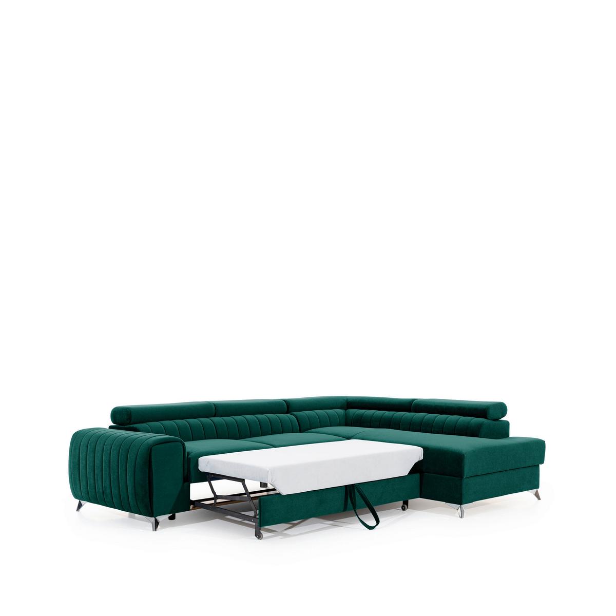 Ecksofa Laurence Grün S: 278x205 cm - Silberfarben/Grün, Design, Textil (278/205cm) - MID.YOU