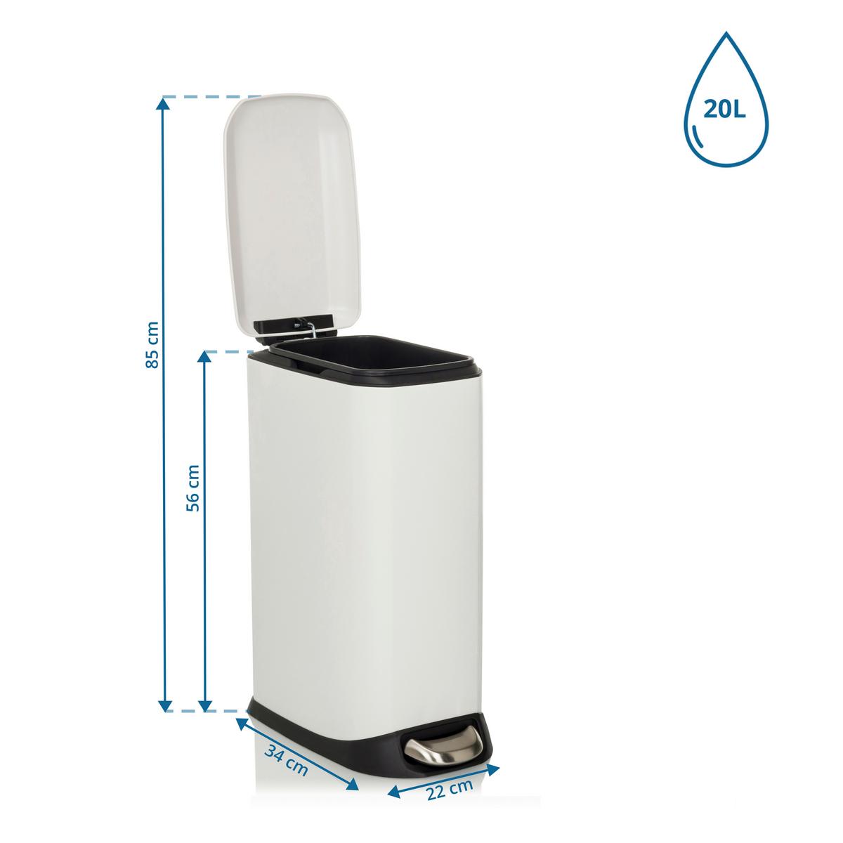 Abfallsammler Clean Slim Schwarz B: 34 cm - Schwarz/Weiß, MODERN, Metall (34/56/22cm) - MID.YOU