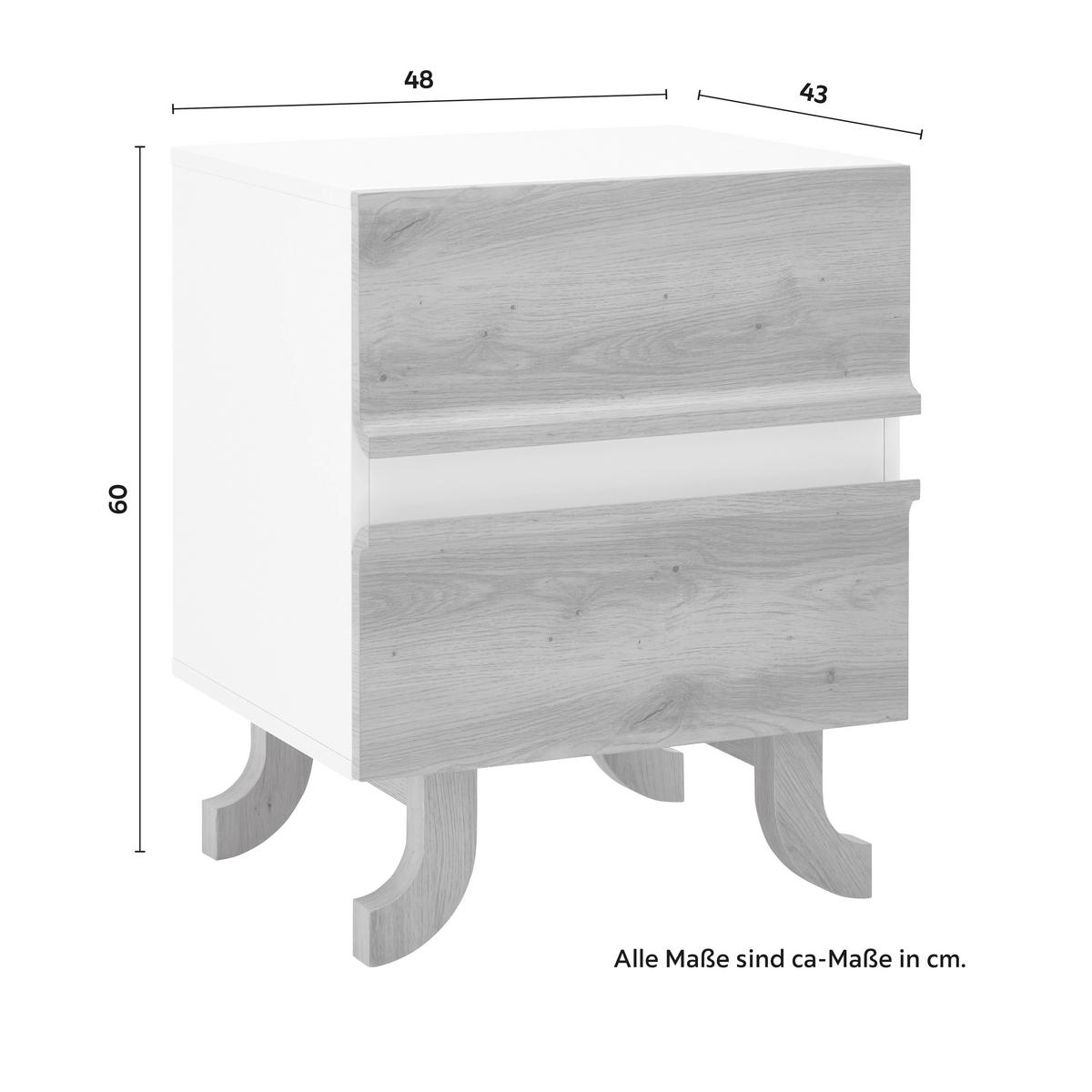 Nočný stolík VIRA farby dubu/biela - biela/farba borovice, Modern, drevo (48/60/43cm) - Bessagi Home