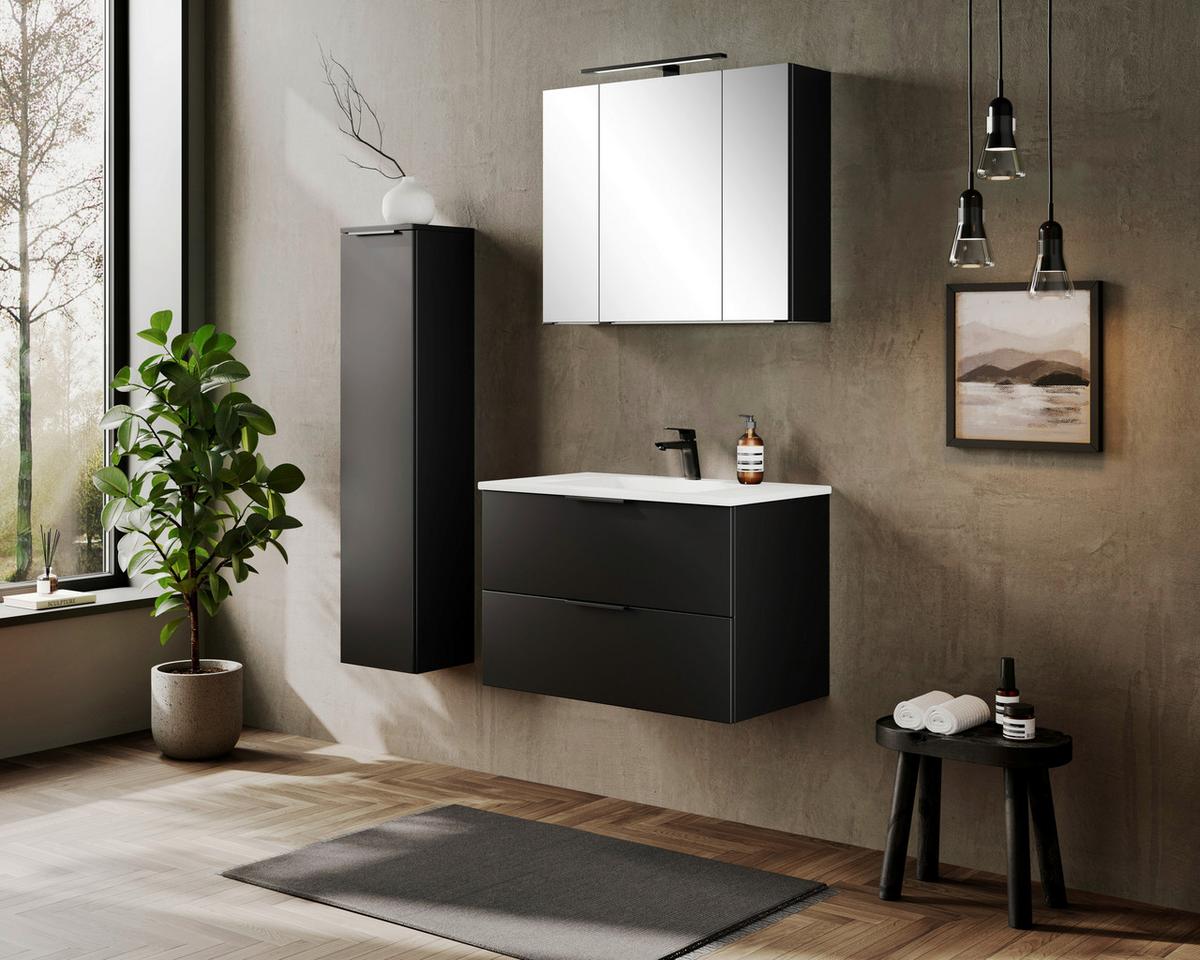 Midischrank Sevilla Schwarz, B: 30 cm - Schwarz, MODERN, Holzwerkstoff (30/130/35cm) - Held