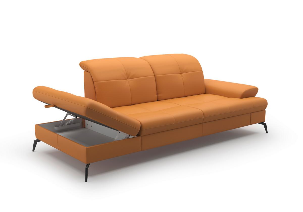 Récamiere Amica E, Currygelb B: 231 Cm - Currygelb/Schwarz, KONVENTIONELL, Leder/Textil (231/90/122cm) - Sit & More