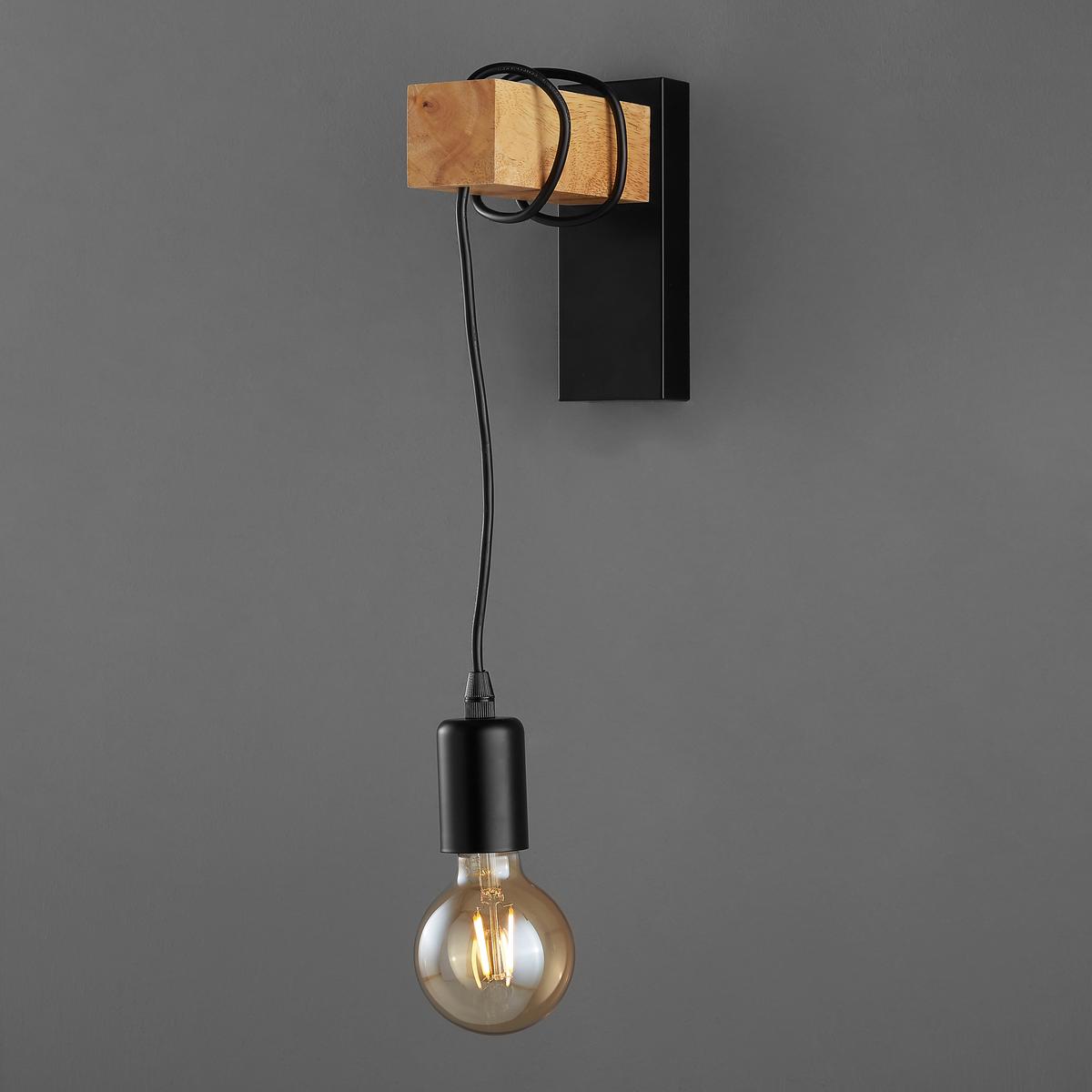 NÁSTĚNNÉ SVÍTIDLO TOWNSHEND - černá/hnědá, Trend, kov/dřevo (6,5/21,5cm)