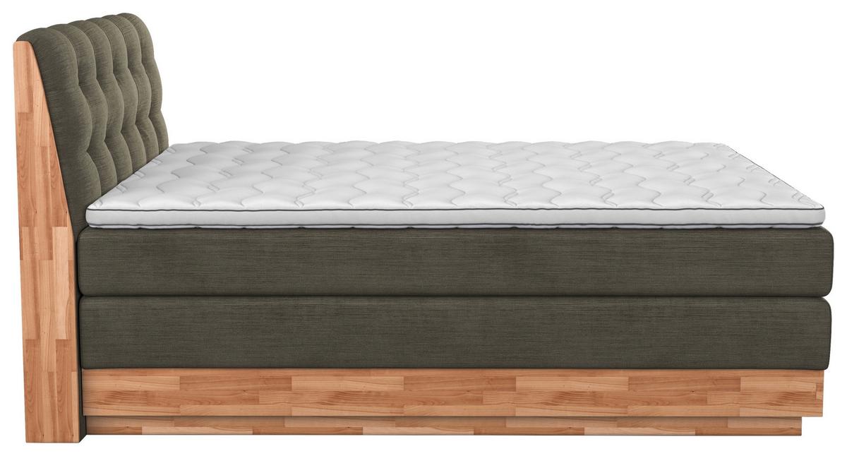 Boxspringbett Boxspring Bed Melissa - Schwarz/Grün, Natur, Textil (160/200cm)