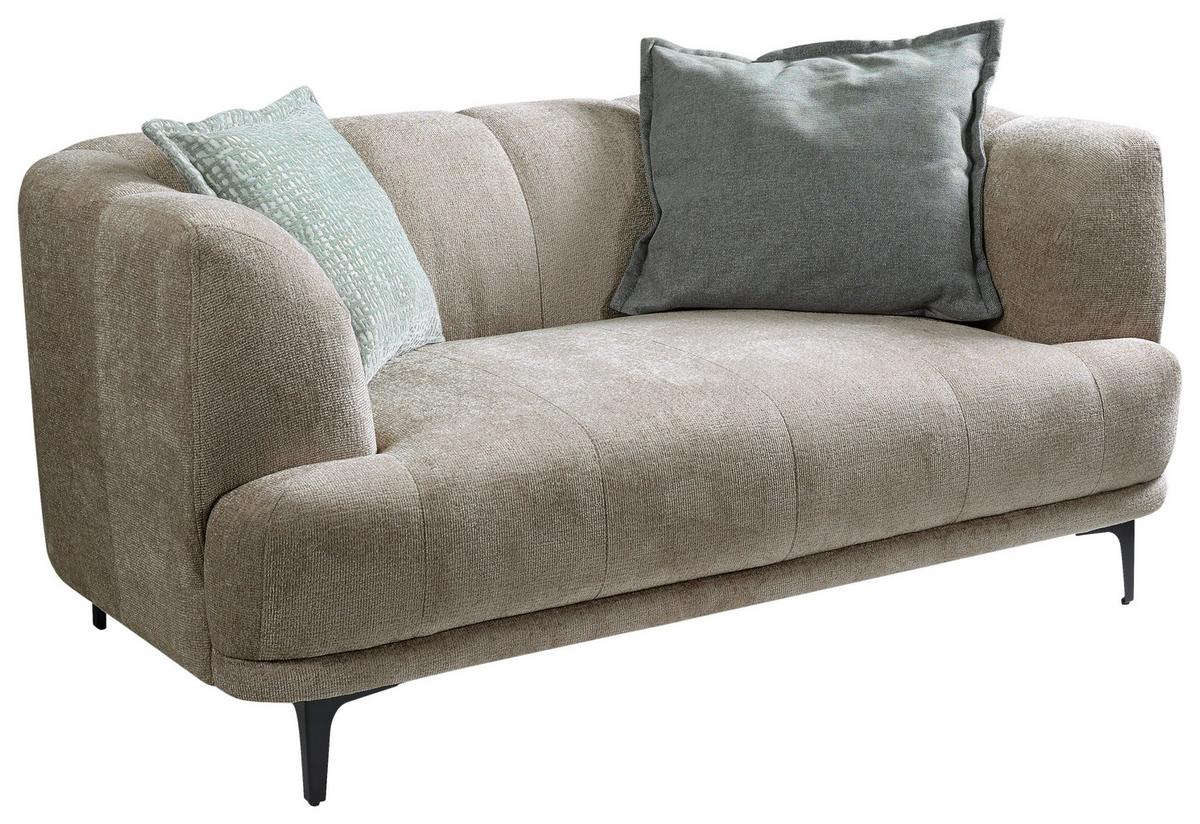 2-Sitzer-Sofa Lou Taupe/Schwarz, 166 cm - Taupe/Schwarz, Design, Textil (166/77/106cm) - MID.YOU