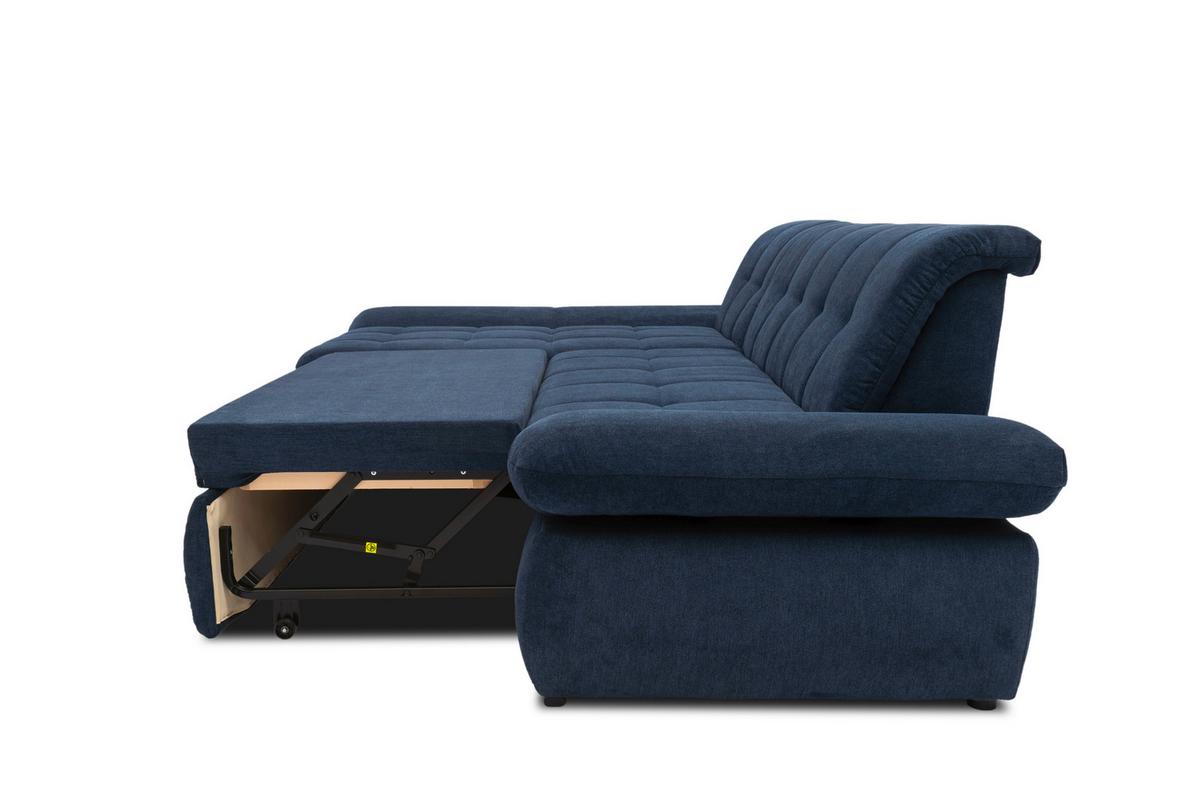 Ecksofa Mit Schlaffunktion Moric Dunkelblau Mikrofaser - Chromfarben/Dunkelblau, KONVENTIONELL, Textil (172/300cm) - MID.YOU