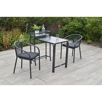 Balkonmöbel Set 3 -Teilig. aus Metall - Graphitfarben/Grau, KONVENTIONELL, Textil/Metall - Gardenson