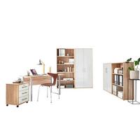 Büro Office Edition Eiche Dekor/weiß Hochglanz - Weiß Hochglanz/Sonoma Eiche, MODERN, Holzwerkstoff/Metall - MID.YOU