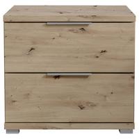 Nachtkästchen Smilla 2l E - Alufarben/Eiche Artisan, KONVENTIONELL, Holzwerkstoff (46/43/42cm)
