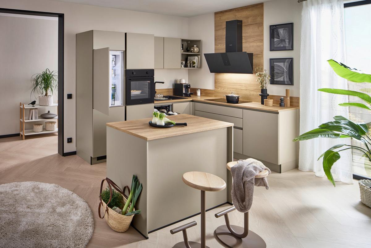 Eckküche Win mit Insel - Eichefarben/Creme, MODERN, Holzwerkstoff (278,2/205,2cm) - Express-Kuechen